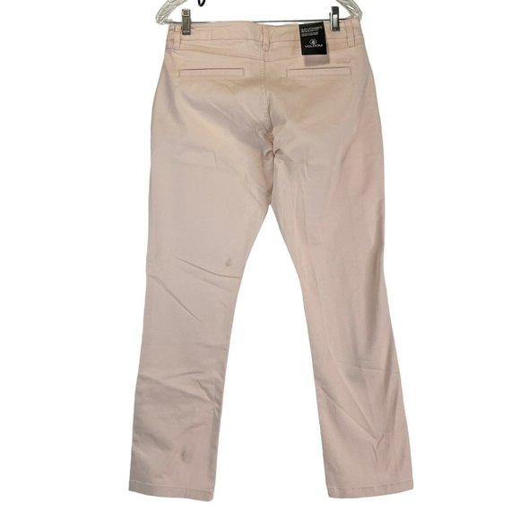 Volcom Dress Pants Womens Sz 28 Beige Fix Waist Slim Straight Regular Fit $75Nwt - Picture 2 of 15